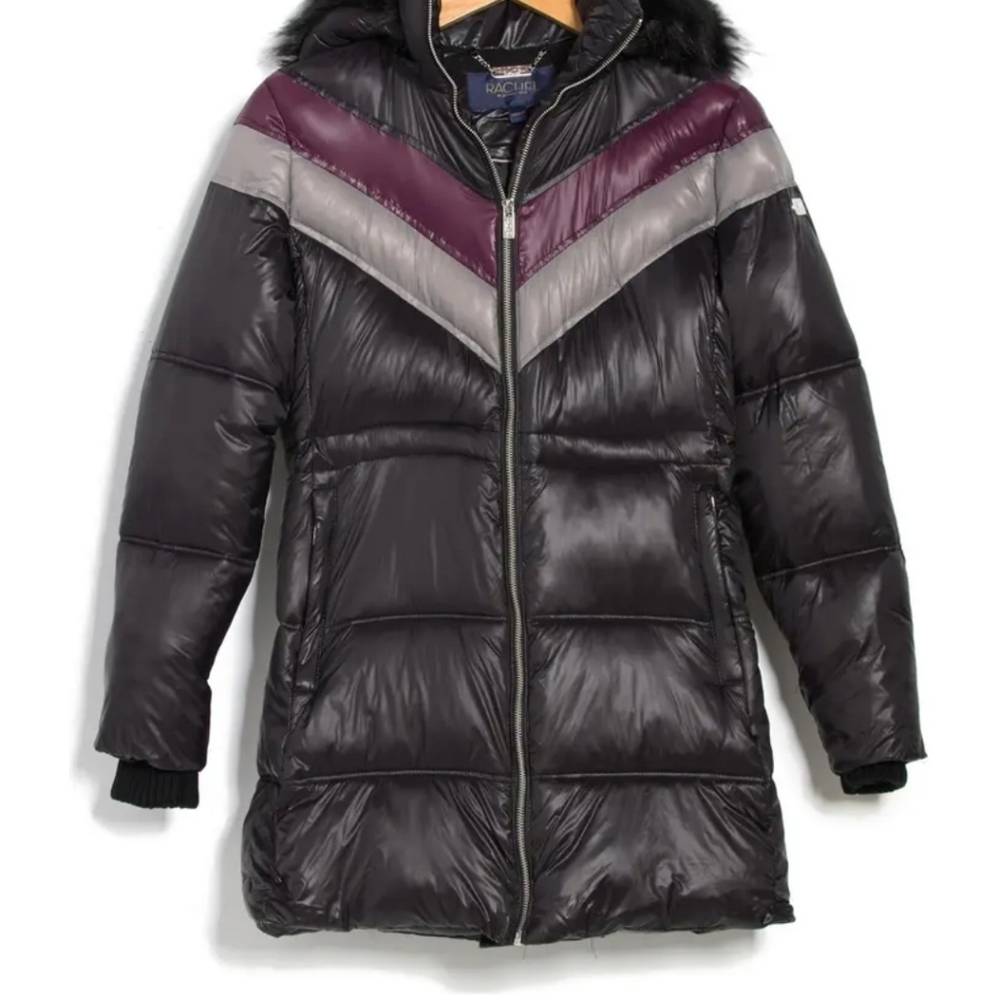 RACHEL RACHEL ROY Colorblock Faux Fur Hood Puffer Jacket
